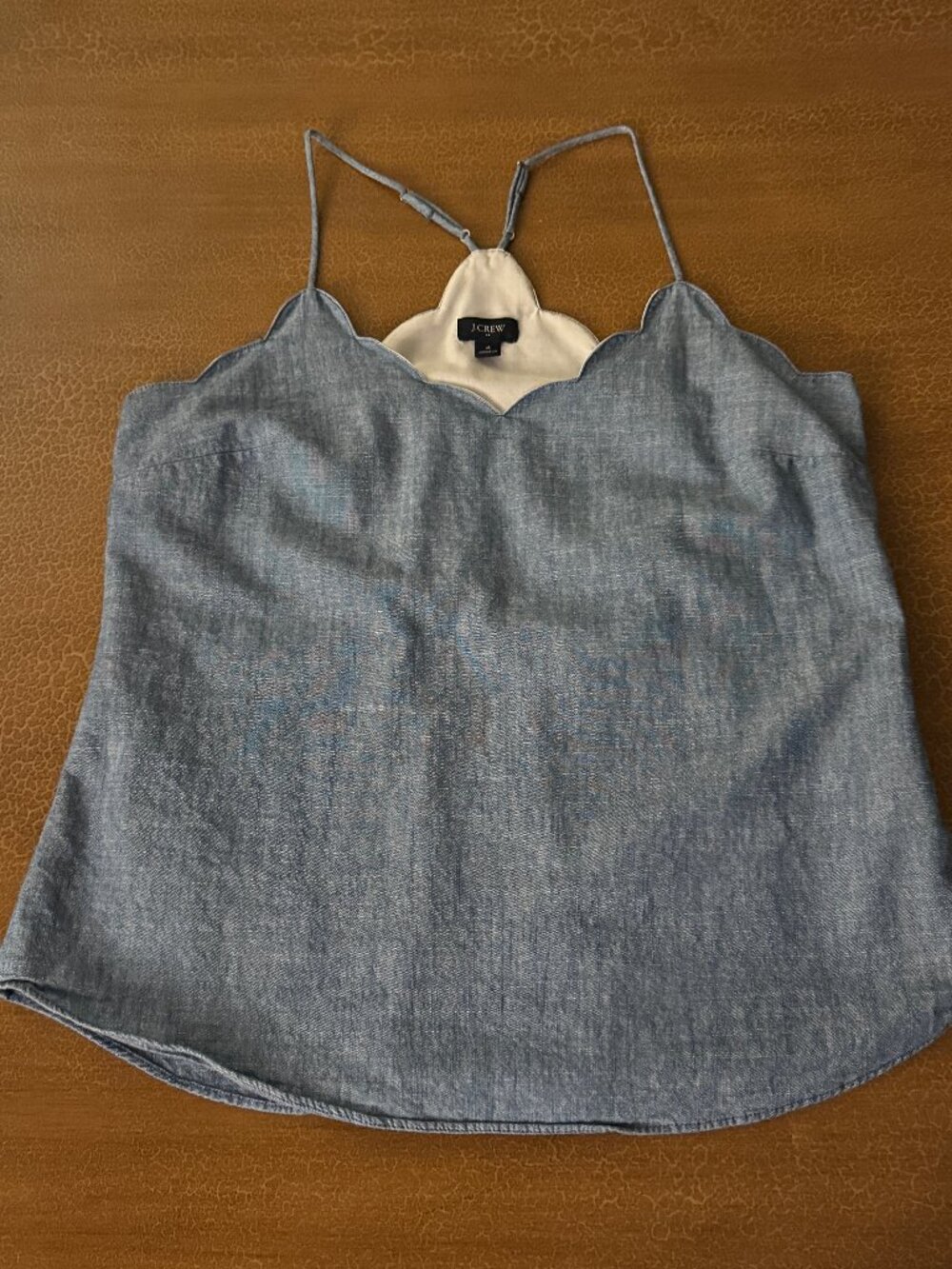 Re-Imagined by J Crew Spaghetti Strap Denim / Linen Tank Top - Size 4